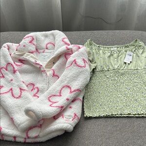 Abercrombie Kids Floral Pajama Top - White and Pink